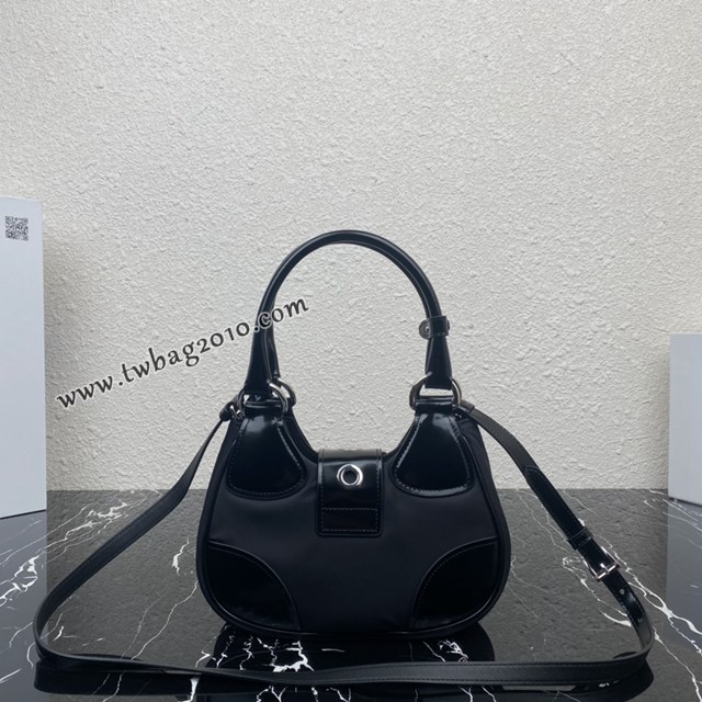 Prada專櫃新款Moon手袋 1BA381 普拉達手提肩背黑色女士手提包 csp1636